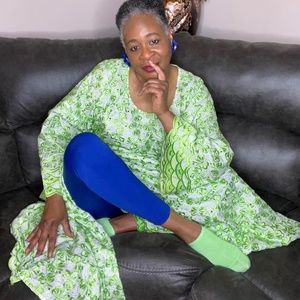 Lime Green Blouse with matching Shawl